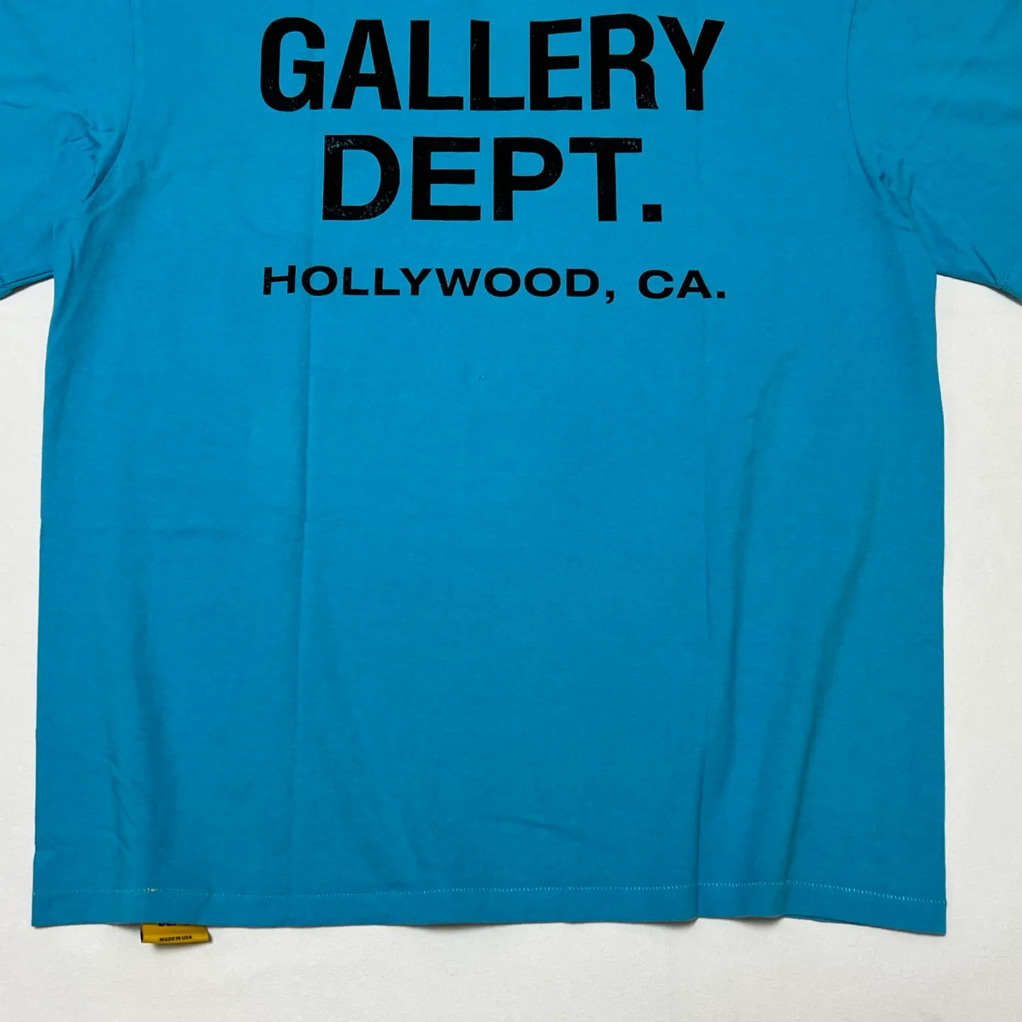 GALLERY DEPT. FRENCH TEE/LIGHT TEAL Lake Blue French Lake Blue S-XL Summer Dopamine Color American Retro Original Same OE Yarn Cone Fabric Garment Dyeing Printing Rewashed Water Distressing Simulates Natural Distressing Effect Correct Accessories Top Purchasing Level